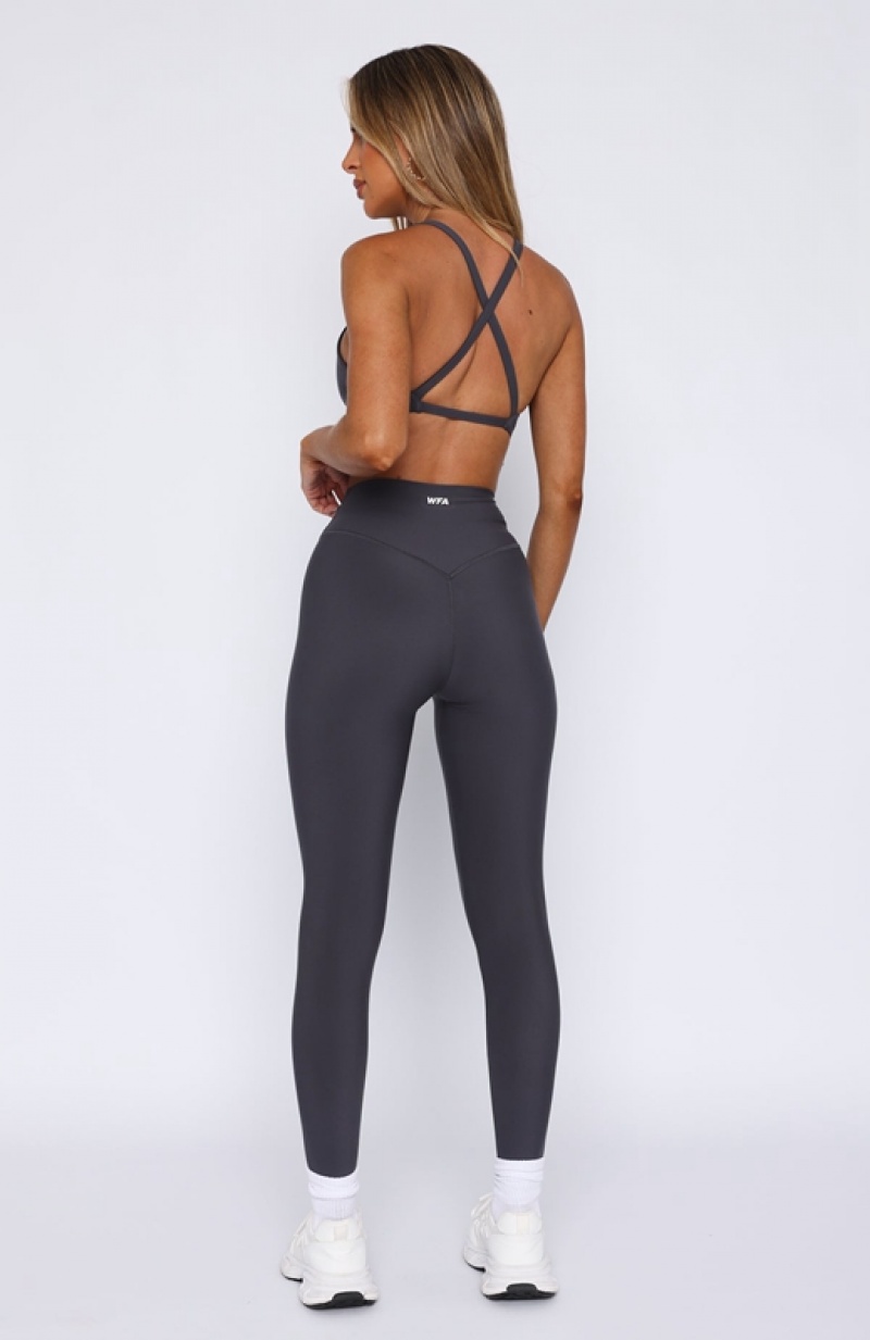 Grey White Fox Go Getter High Waisted Women's Leggings | HZYX-17204