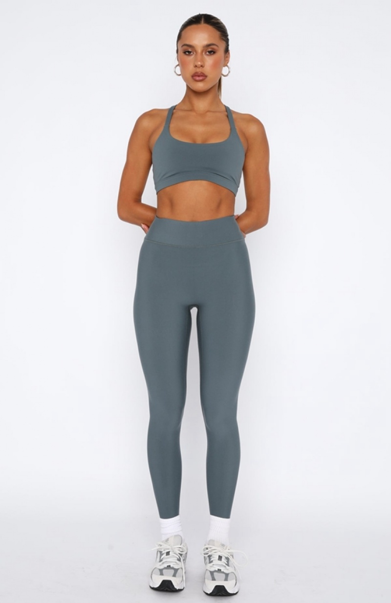 Grey White Fox Go Getter High Waisted Women's Leggings | CNAI-19274