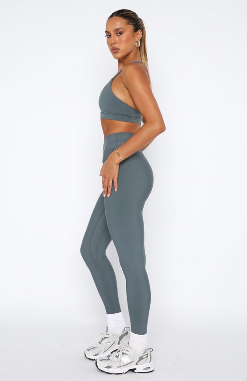 Grey White Fox Go Getter High Waisted Women's Leggings | CNAI-19274