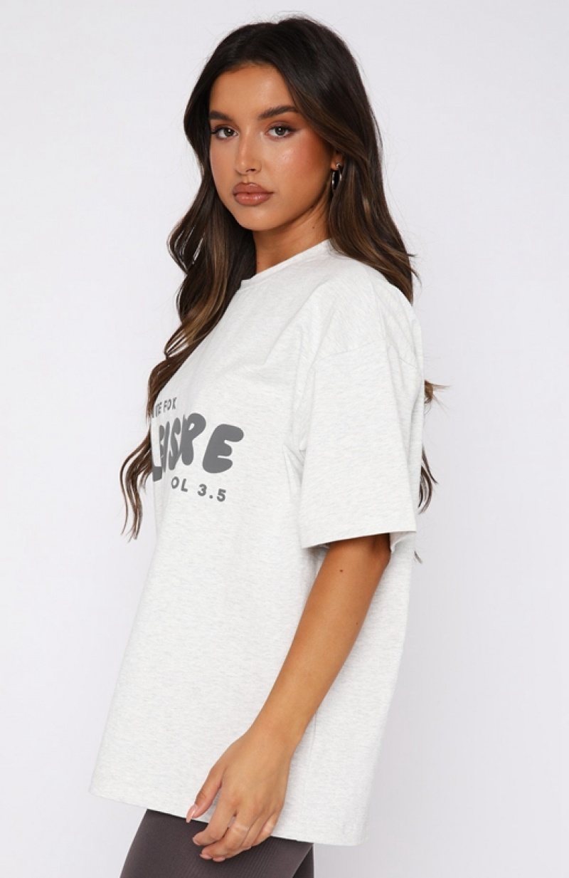 Grey White Fox Leisure Series Oversized Women's T Shirts | AZJP-30594