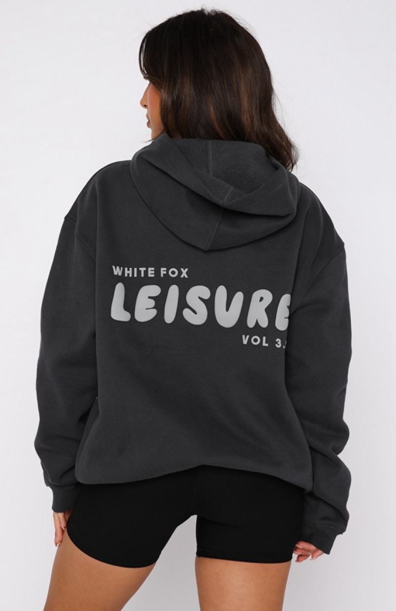 Grey White Fox Leisure Series Oversized Women's Hoodie | OKVG-24678