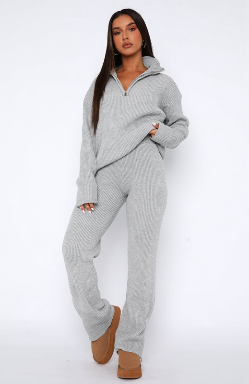 Grey White Fox Let's Get Cosy Knit Women's Pants | CGQB-81027