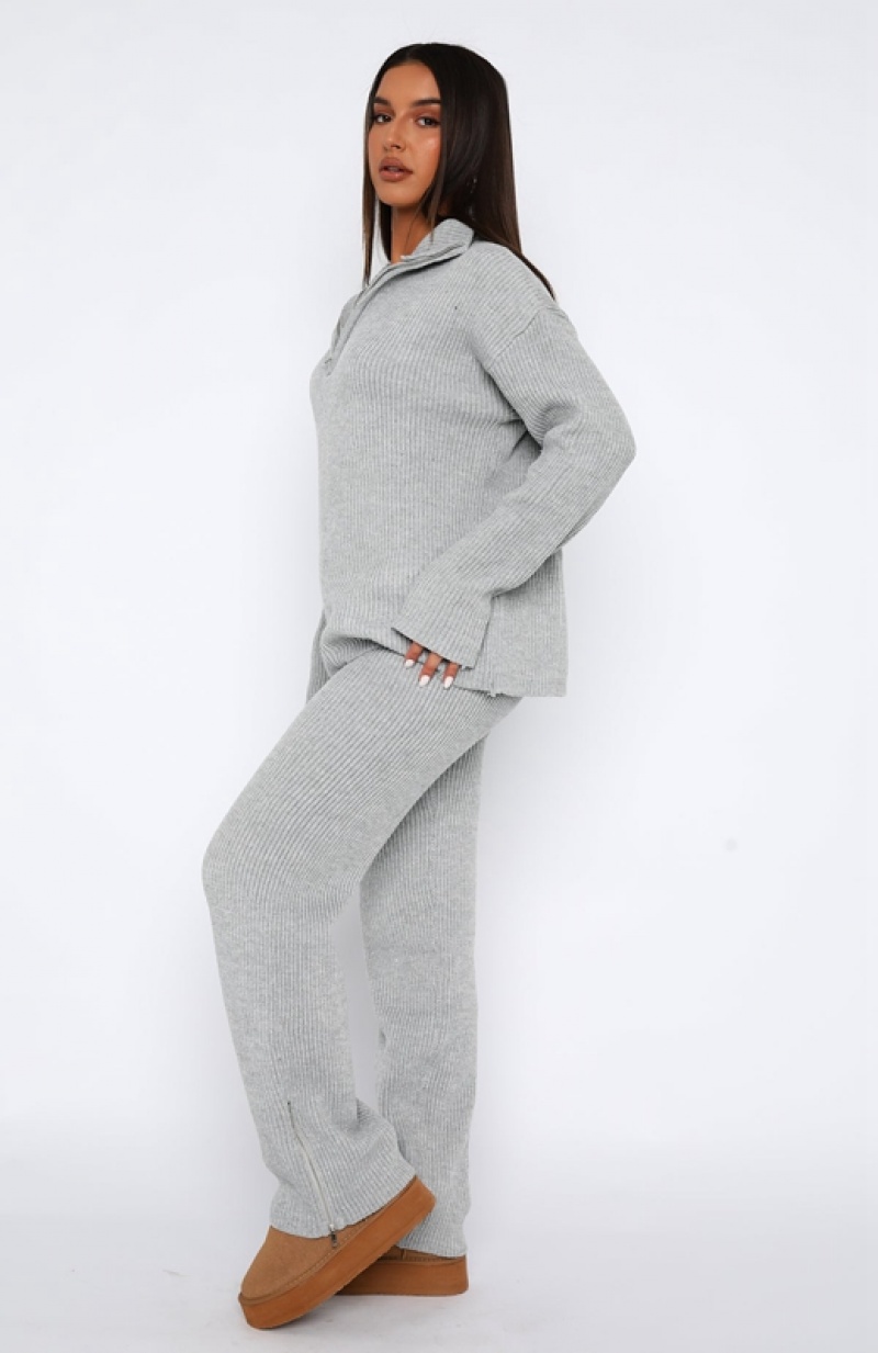 Grey White Fox Let's Get Cosy Knit Women's Pants | CGQB-81027