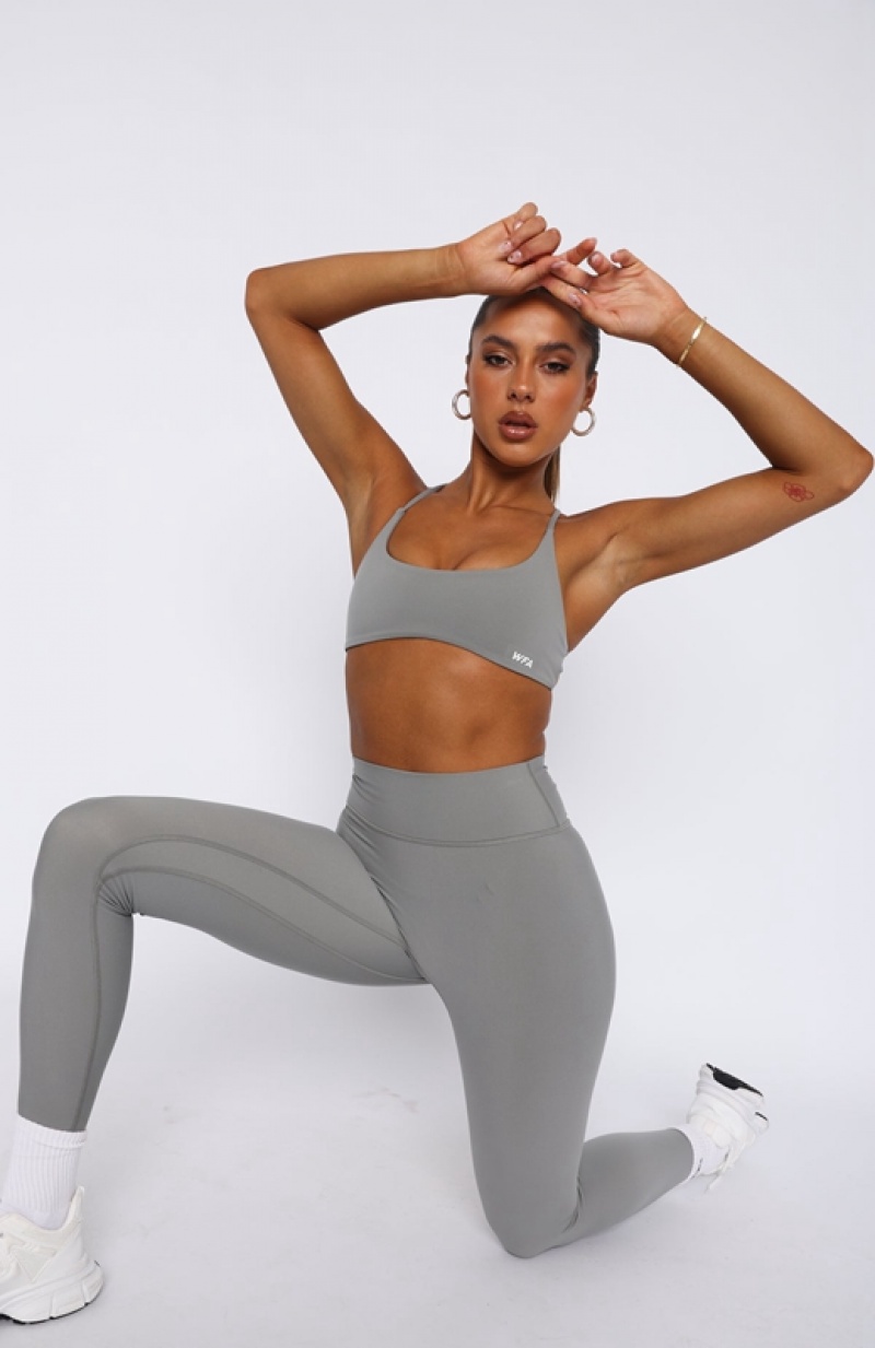 Grey White Fox She's Healthy Women's Sports Bra | YMAK-34769