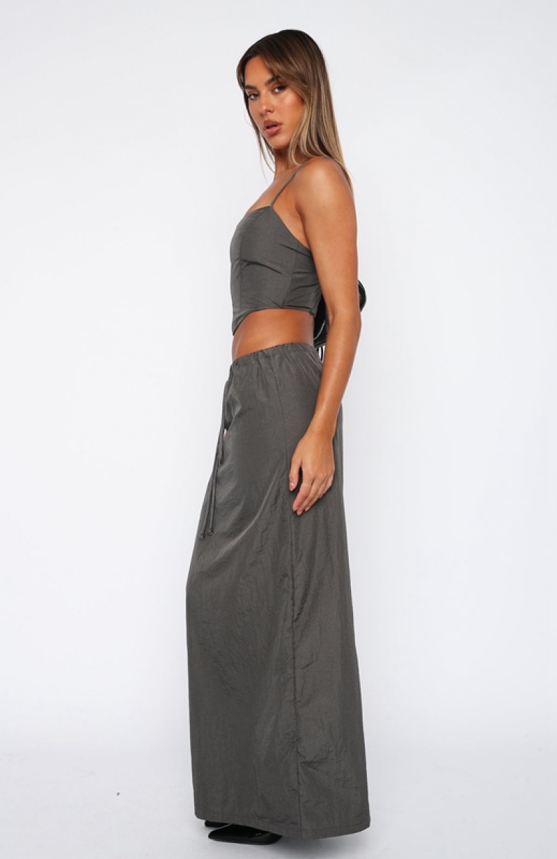 Grey White Fox Songs Of Mine Maxi Women's Skirts | ELFB-15936