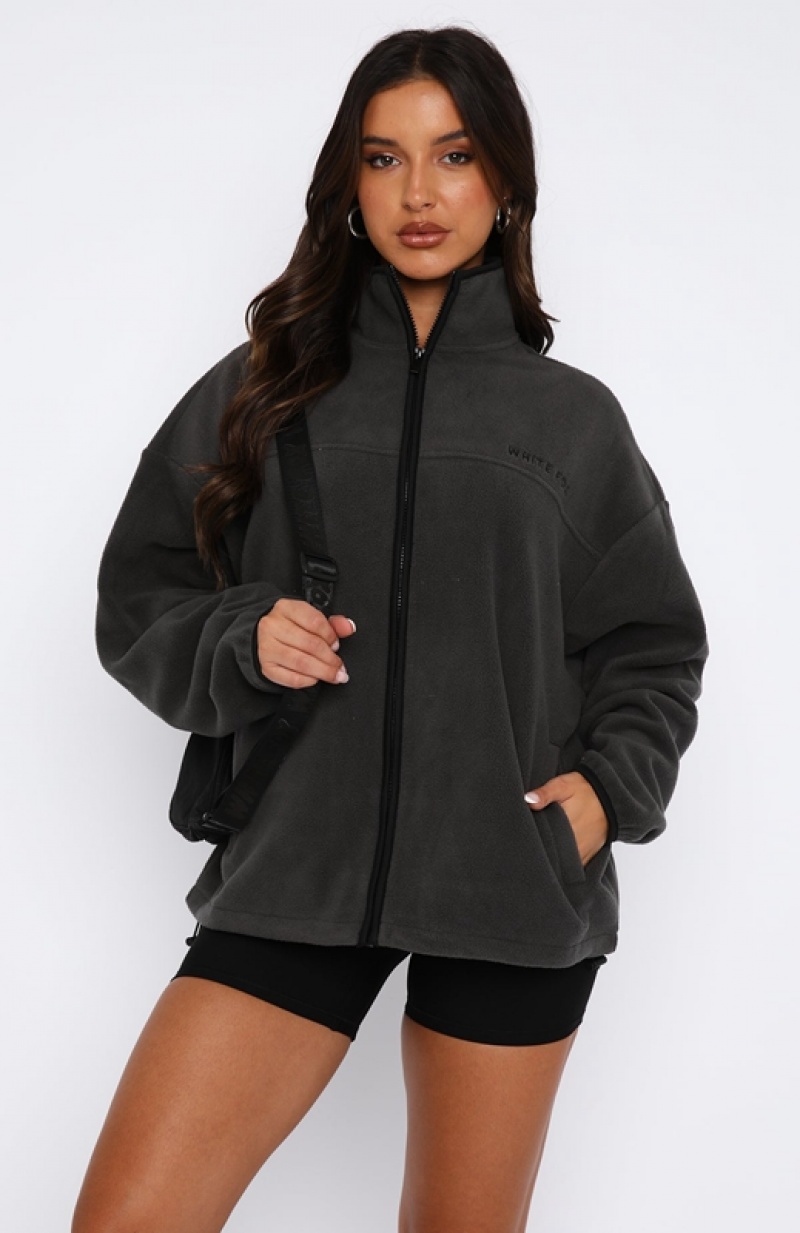 Grey White Fox Well Known Fleece Women's Jackets | XLQT-82504