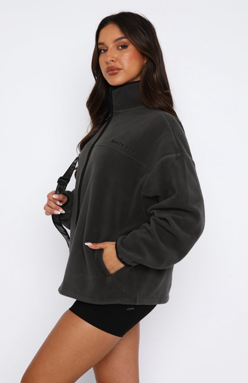 Grey White Fox Well Known Fleece Women's Jackets | XLQT-82504