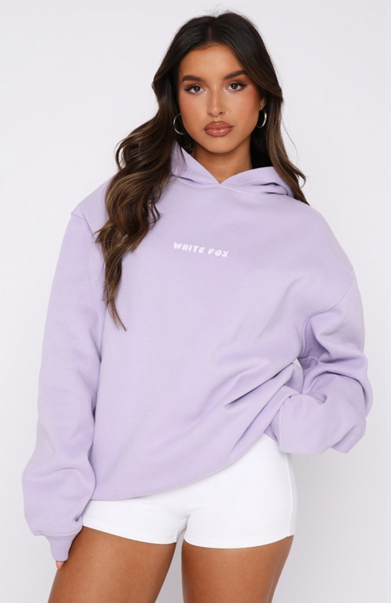 Lavender White Fox Leisure Series Oversized Women's Hoodie | HBSF-21568