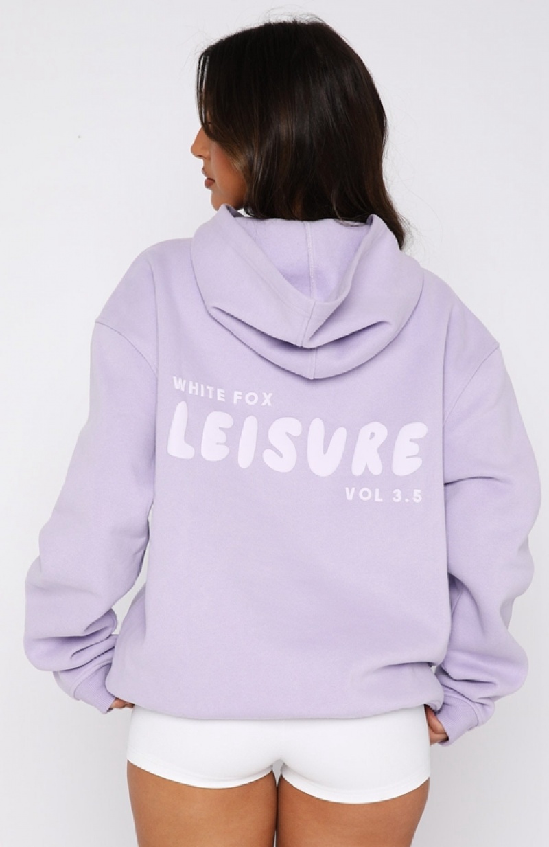 Lavender White Fox Leisure Series Oversized Women's Hoodie | HBSF-21568