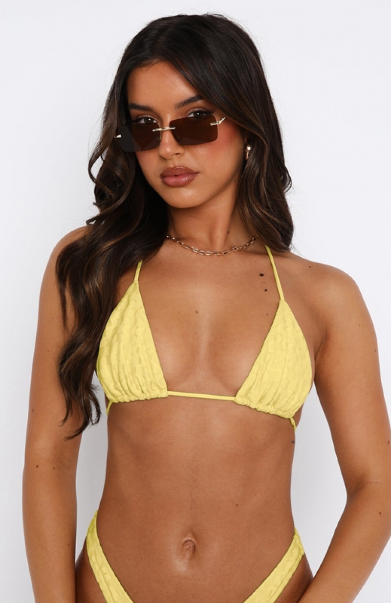 Lemon White Fox Beach Baby Women's Bikini Tops | DLAZ-74296