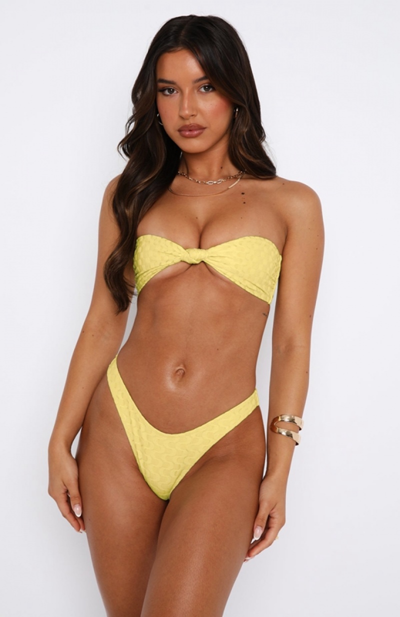 Lemon White Fox Sea Haze Bandeau Women's Bikini Tops | ARME-21340