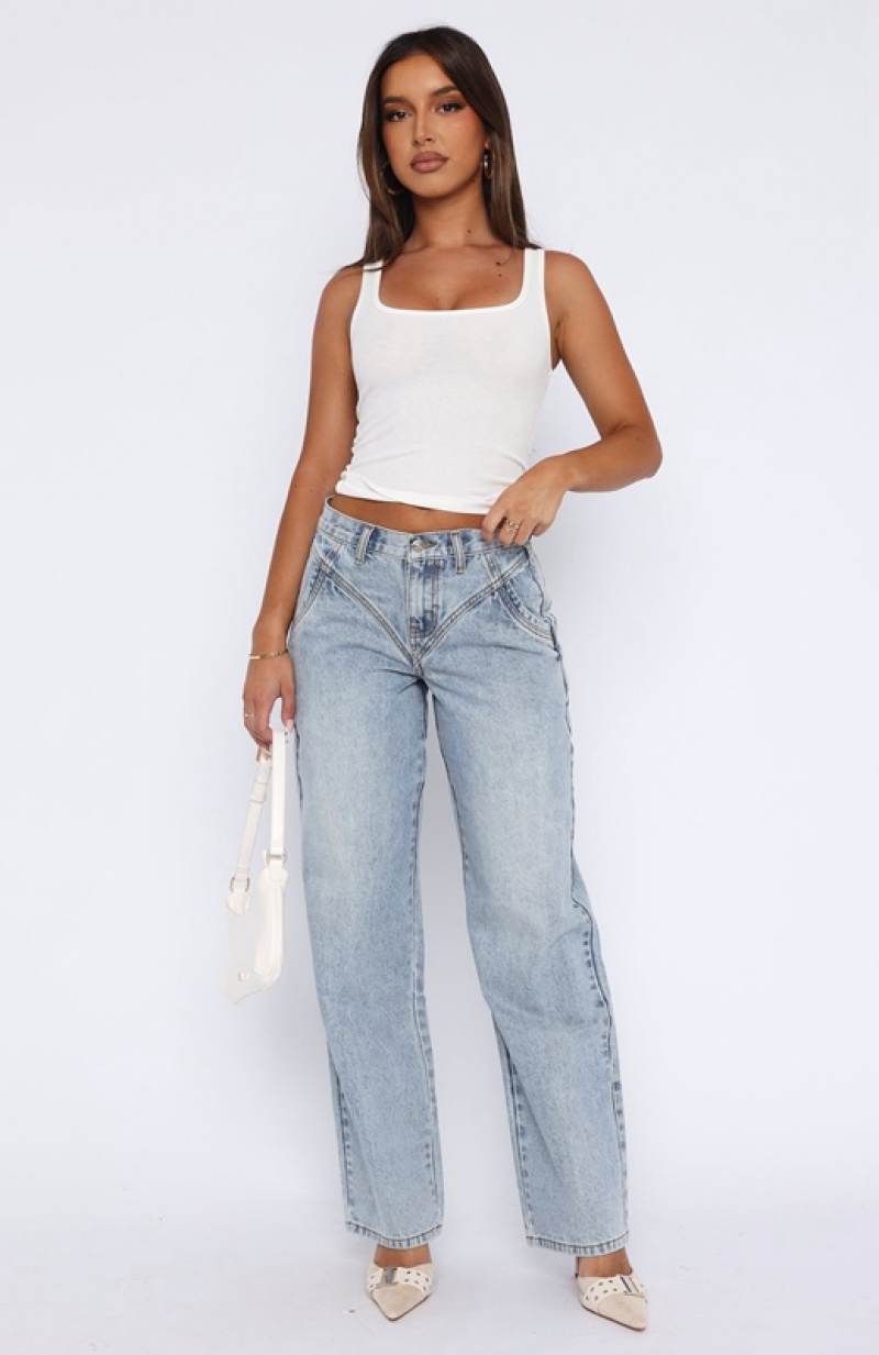 Light Blue White Fox River Low Rise Wide Leg Women's Jeans | XLVQ-70325