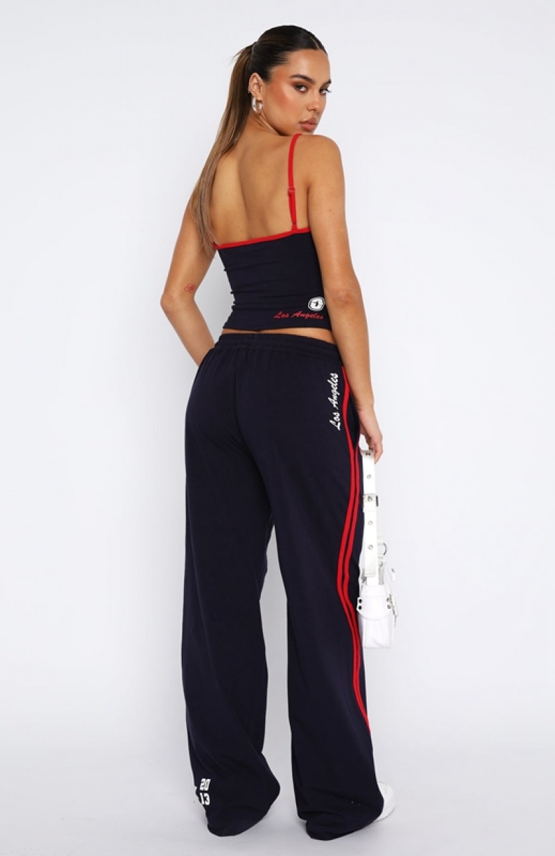 Navy White Fox All Star Season Track Women's Pants | JBLP-70352