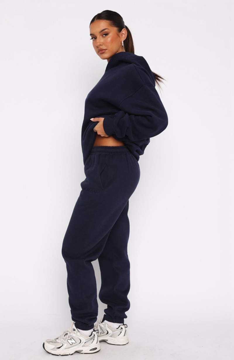 Navy White Fox Stay Lifted Women's Sweatpants | ICJD-27069