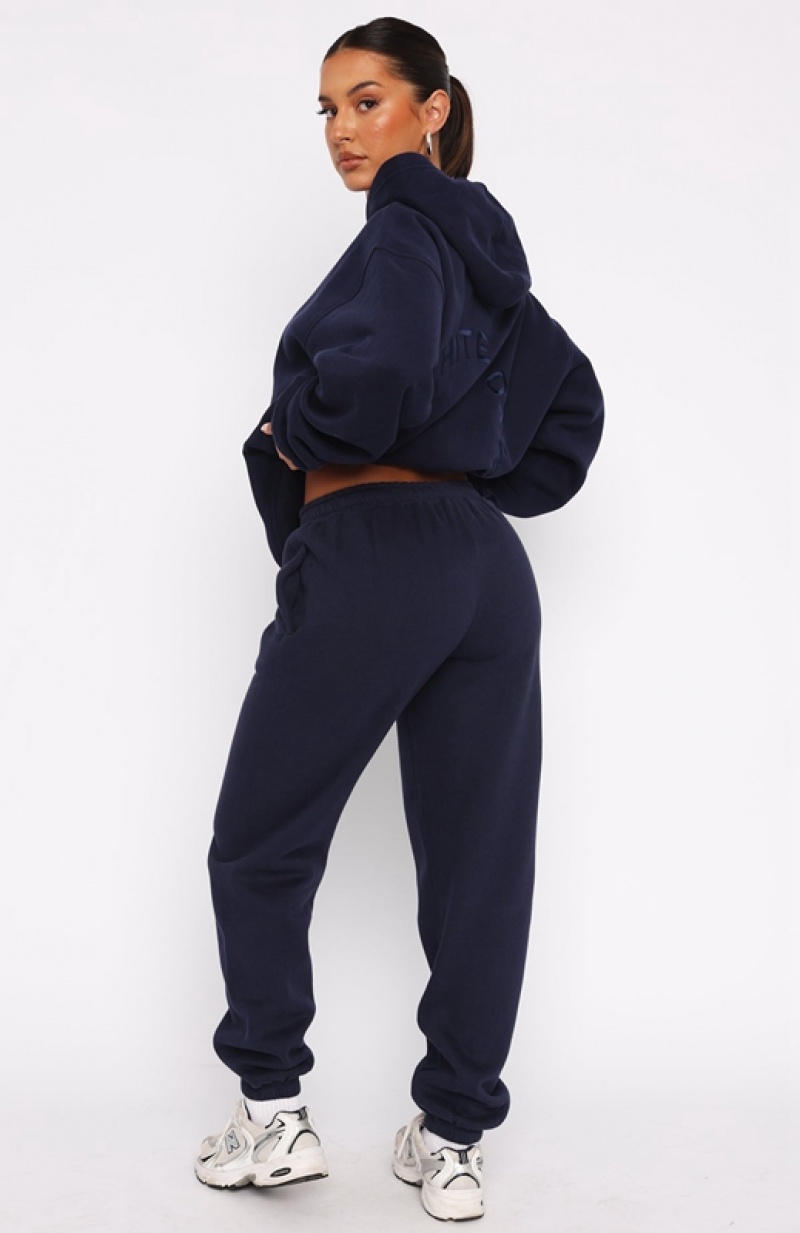 Navy White Fox Stay Lifted Women's Sweatpants | ICJD-27069