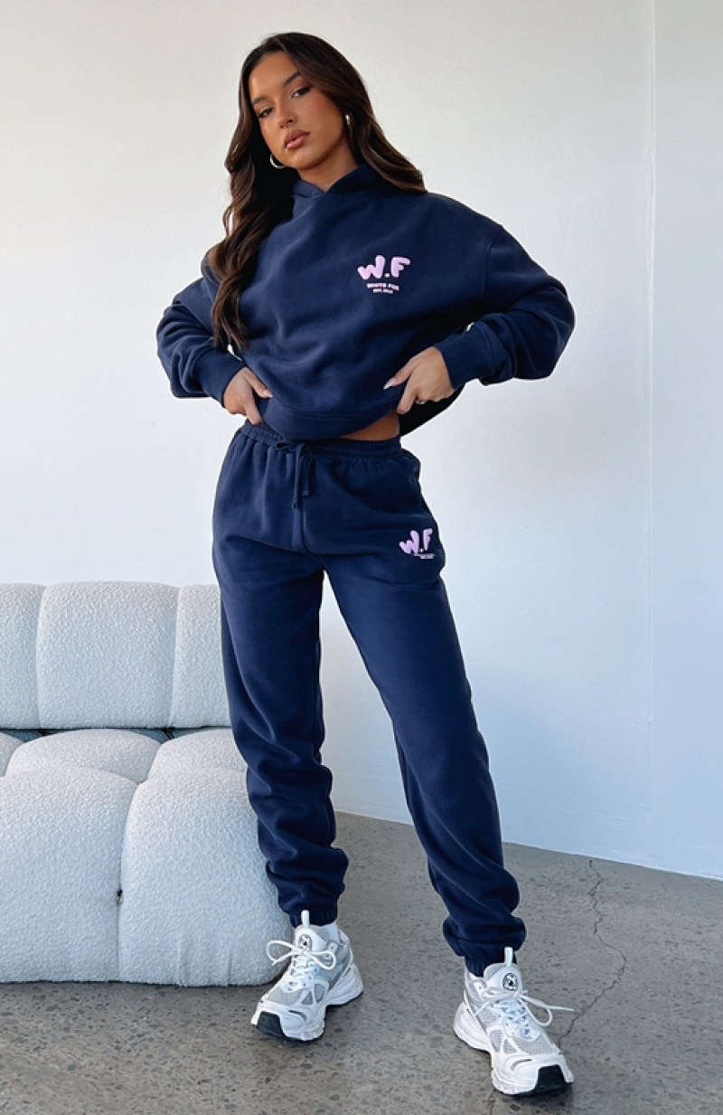 Navy White Fox The New Standard Women\'s Sweatpants | VJLX-40831