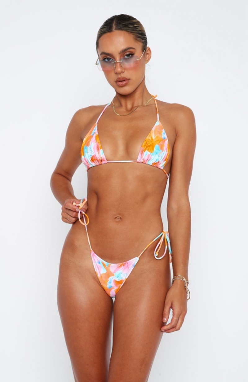 Orange White Fox Golden Hour Women's Bikini Tops | VQMR-42351