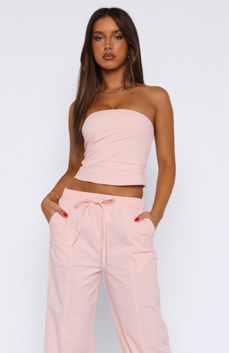 Pink White Fox Believe In You Strapless Women's Tops | YBHP-06935