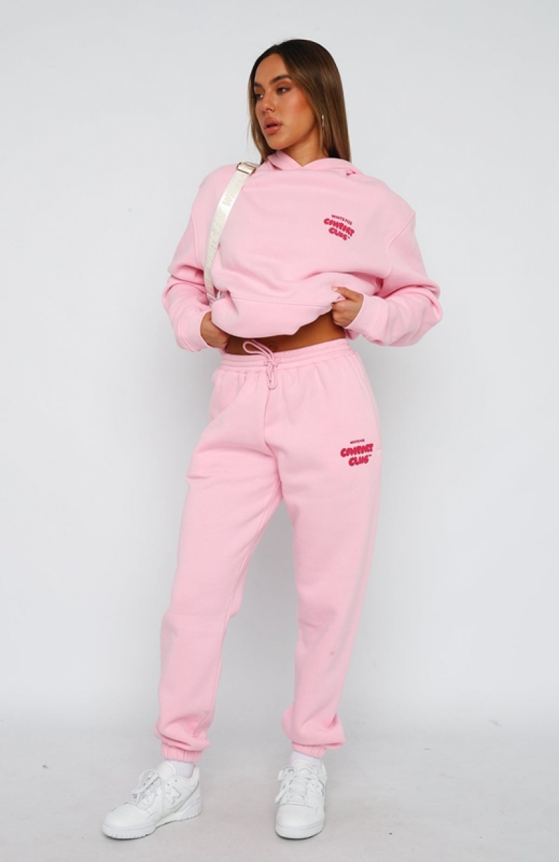 Pink White Fox Comfort Club Women's Sweatpants | NCMT-98073