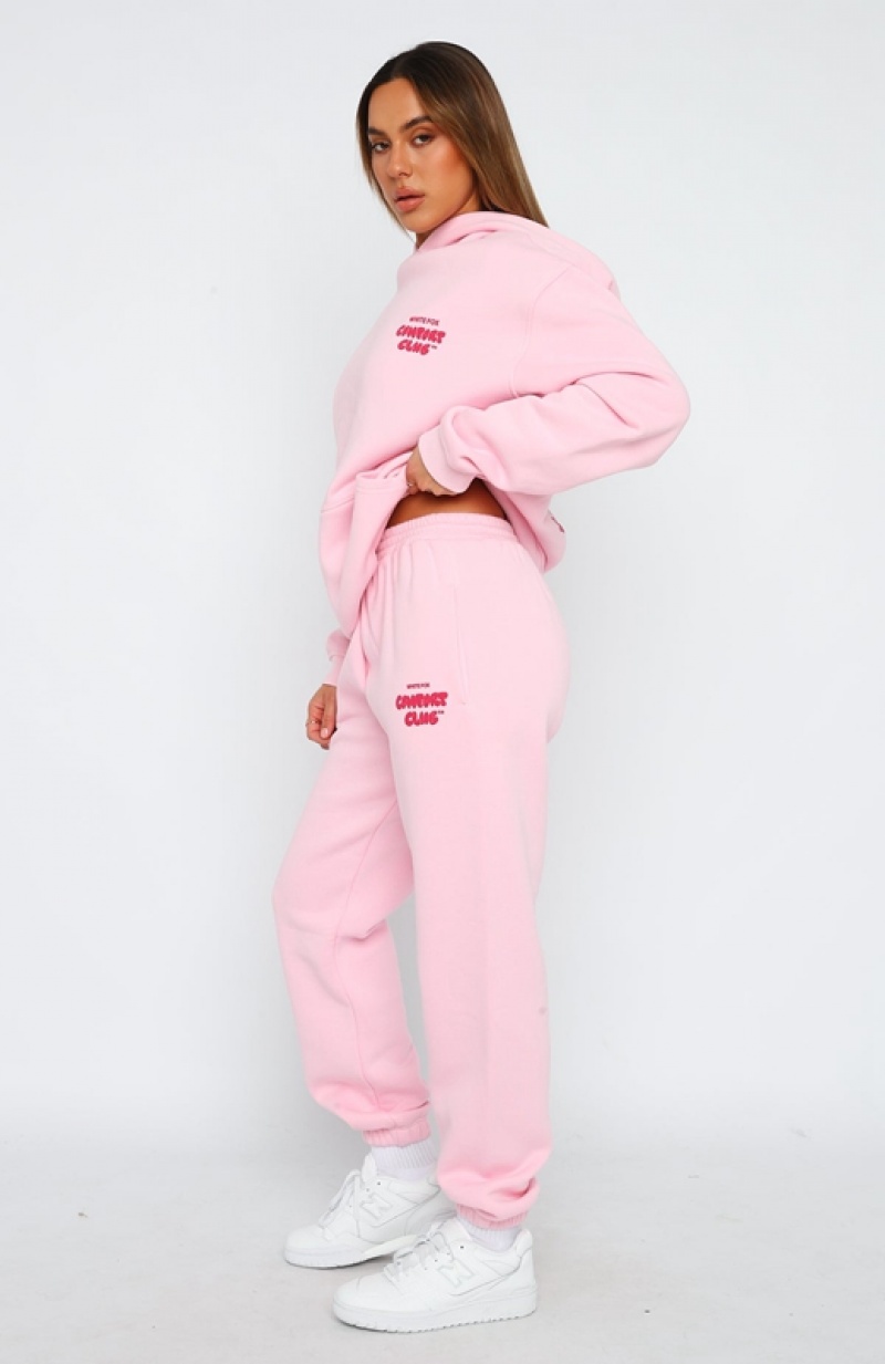 Pink White Fox Comfort Club Women's Sweatpants | NCMT-98073