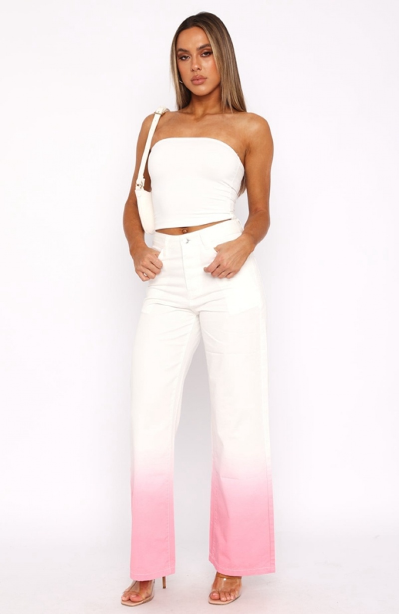 Pink White Fox Doing Extra Women's Jeans | FZEU-67250