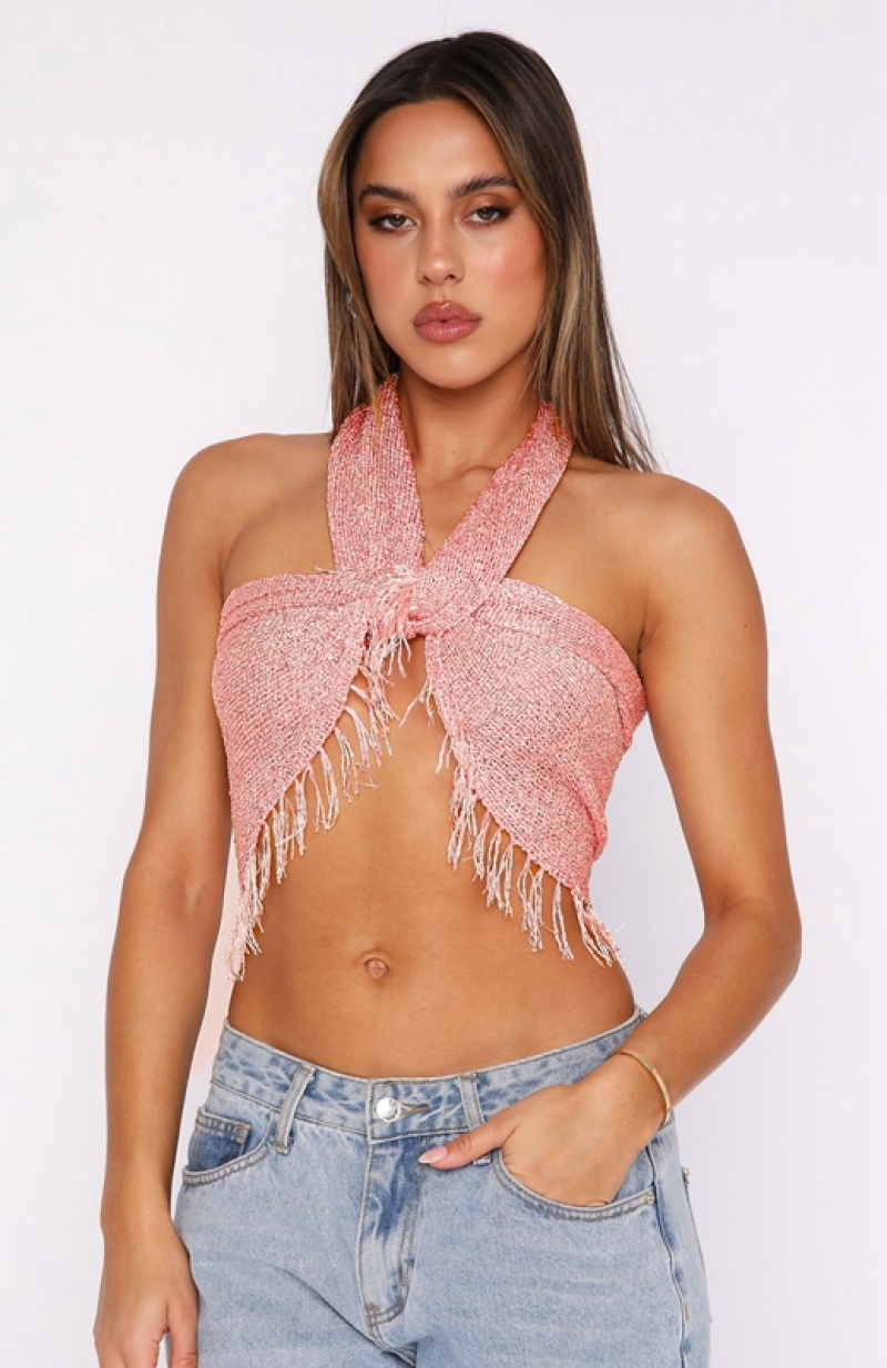 Pink White Fox Face It Again Scarf Women's Tops | RCMX-95148