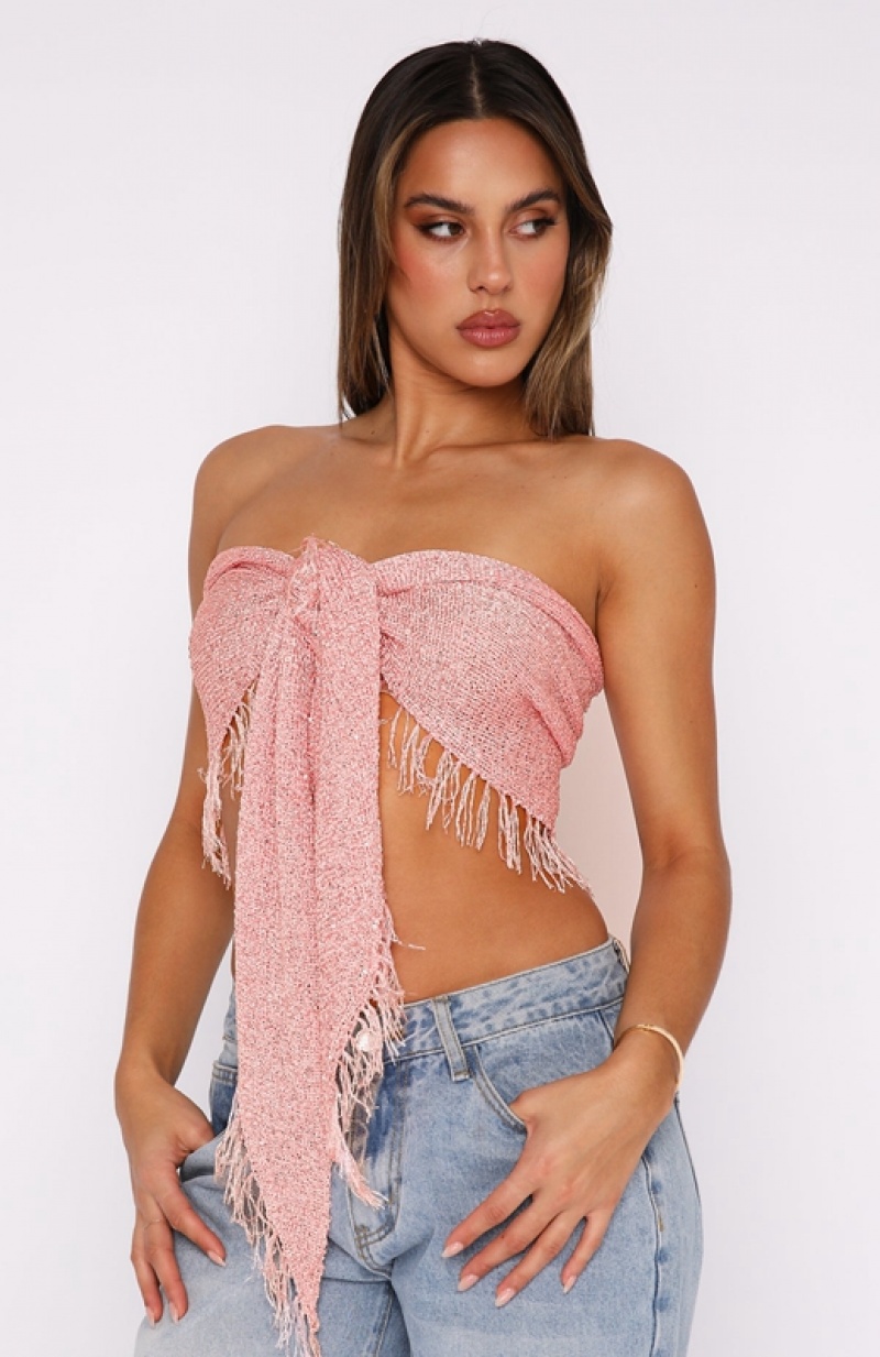 Pink White Fox Face It Again Scarf Women's Tops | RCMX-95148