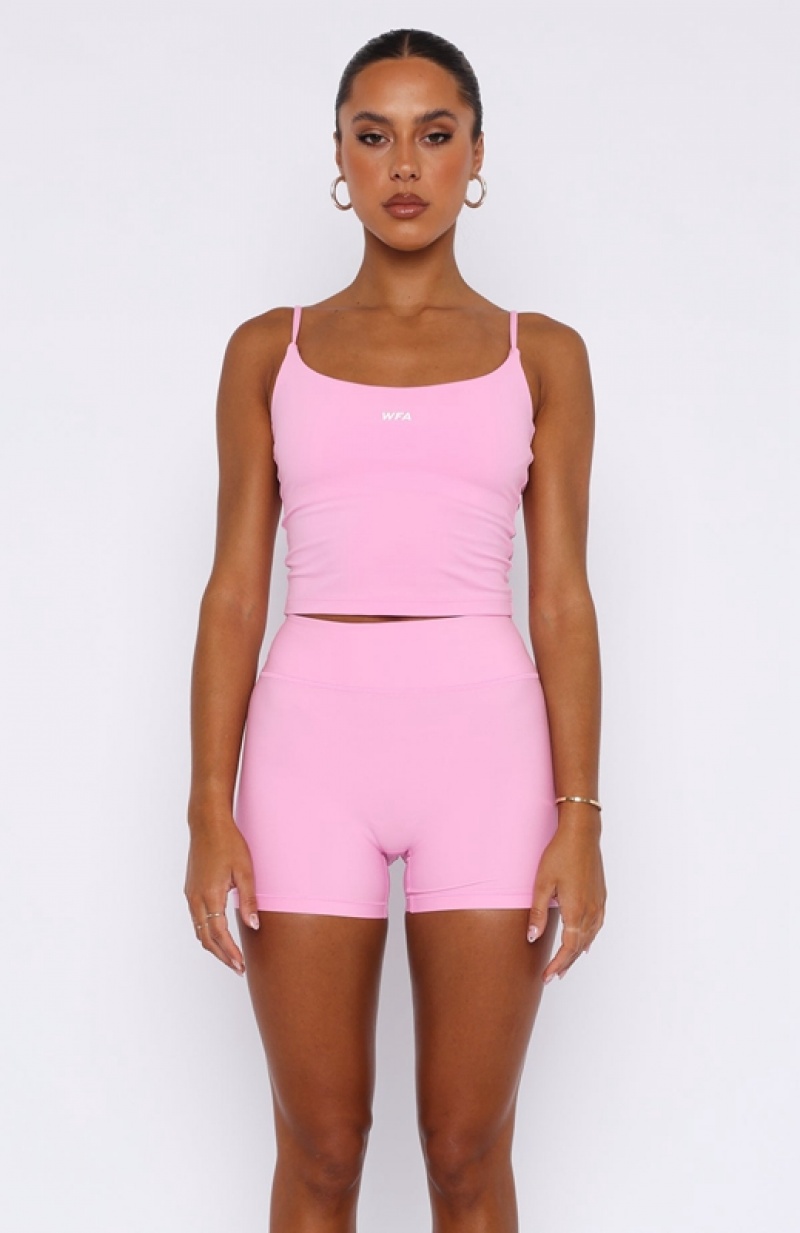 Pink White Fox Keep Up High Waisted Women's Shorts | TZVA-92650