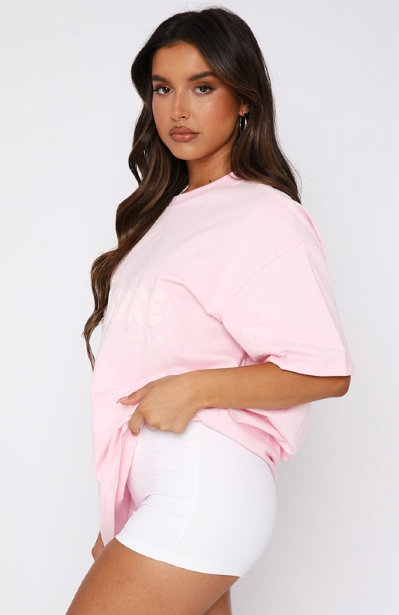 Pink White Fox Leisure Series Oversized Women's T Shirts | JIOS-52341