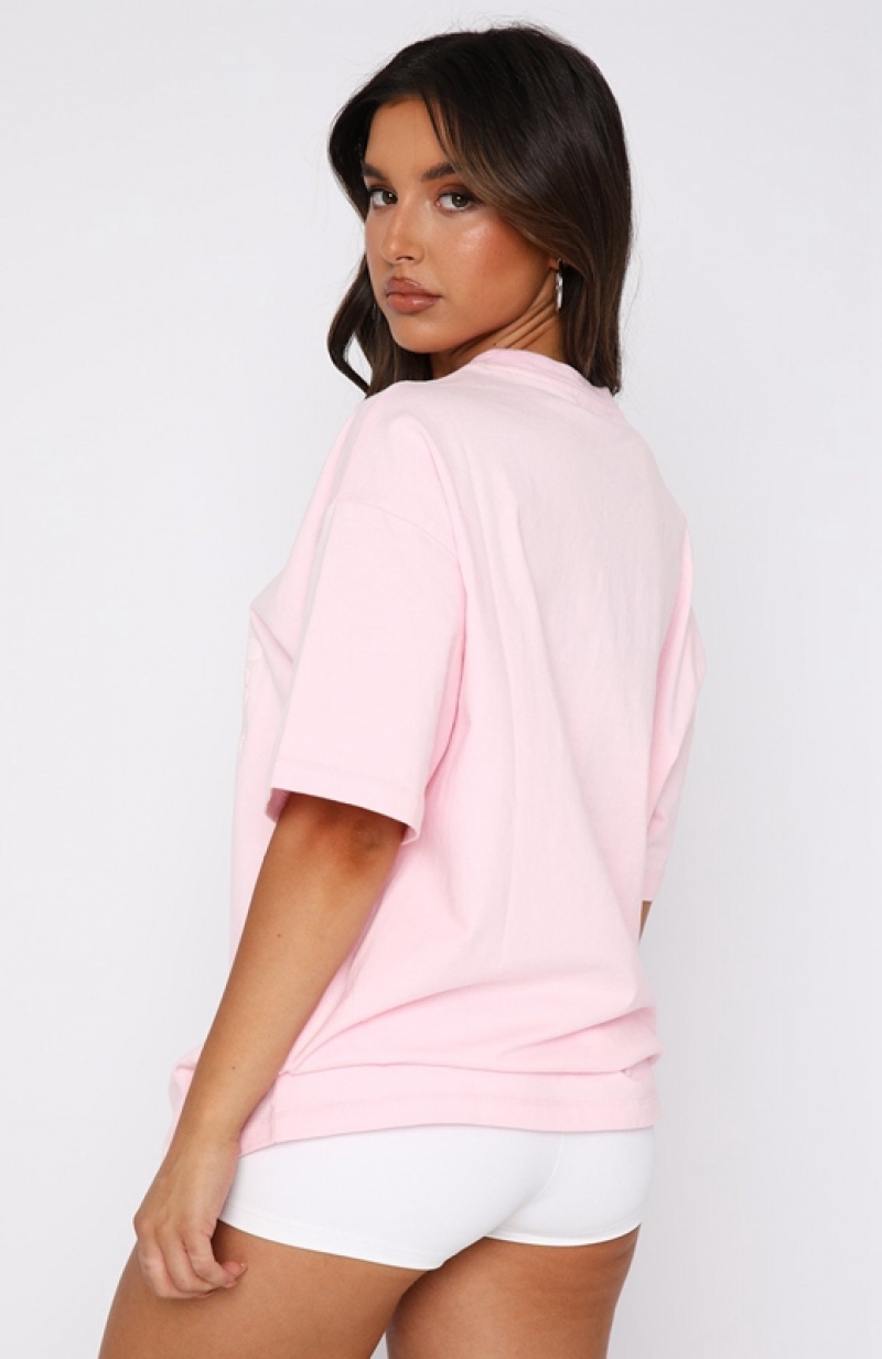 Pink White Fox Leisure Series Oversized Women's T Shirts | JIOS-52341