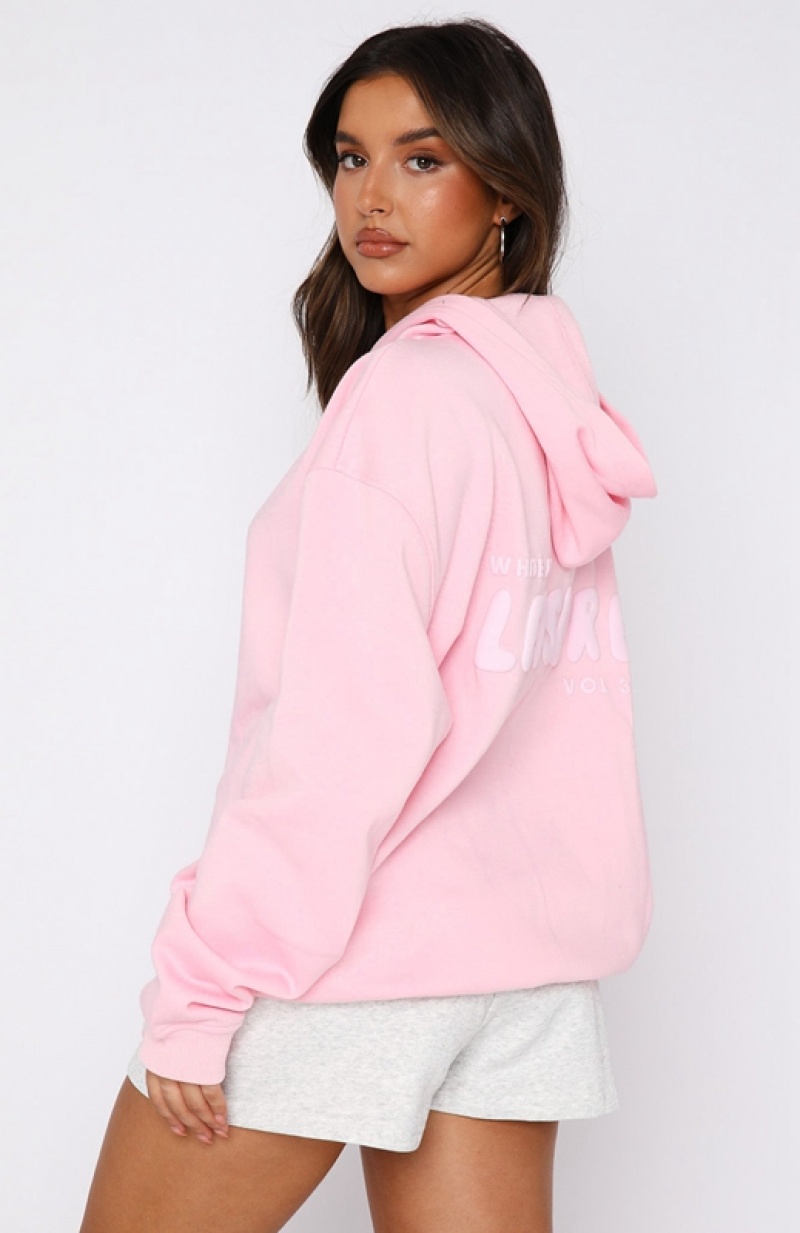 Pink White Fox Leisure Series Oversized Women's Hoodie | TXPN-50214