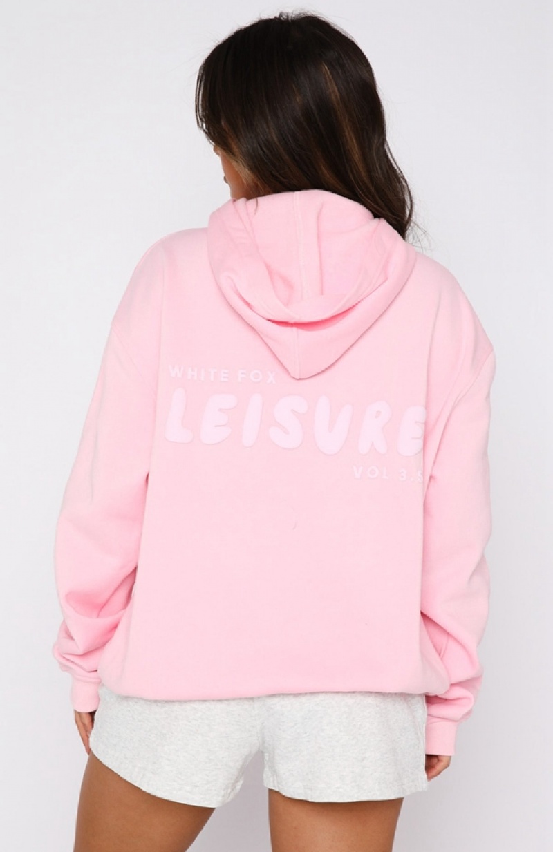 Pink White Fox Leisure Series Oversized Women's Hoodie | TXPN-50214