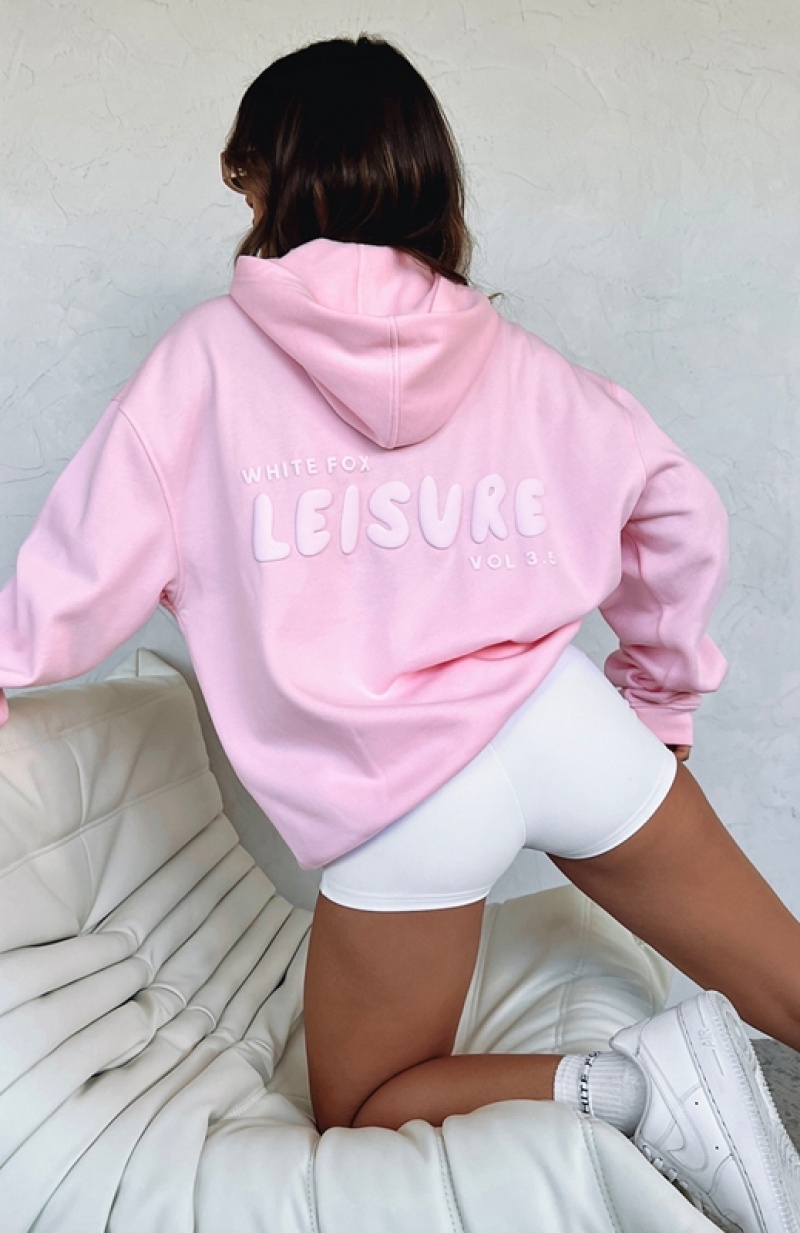 Pink White Fox Leisure Series Oversized Women\'s Hoodie | TXPN-50214