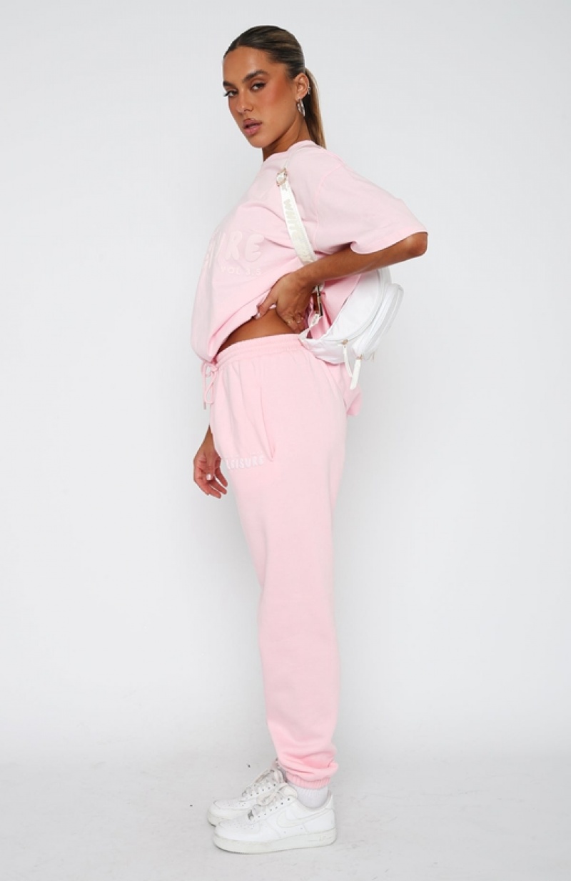 Pink White Fox Leisure Series Women's Sweatpants | MYUD-72546