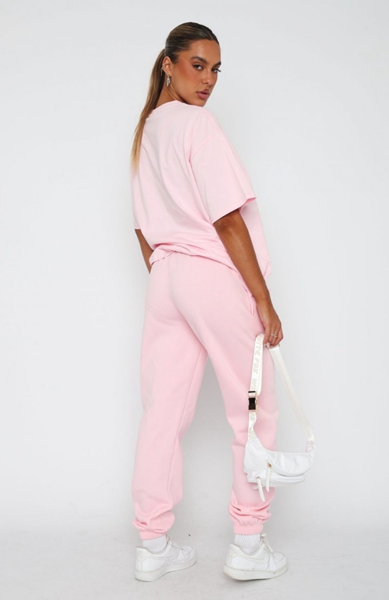 Pink White Fox Leisure Series Women's Sweatpants | MYUD-72546