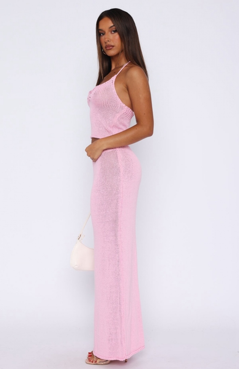 Pink White Fox One Time Offer Crochet Maxi Women's Skirts | DWEP-59307