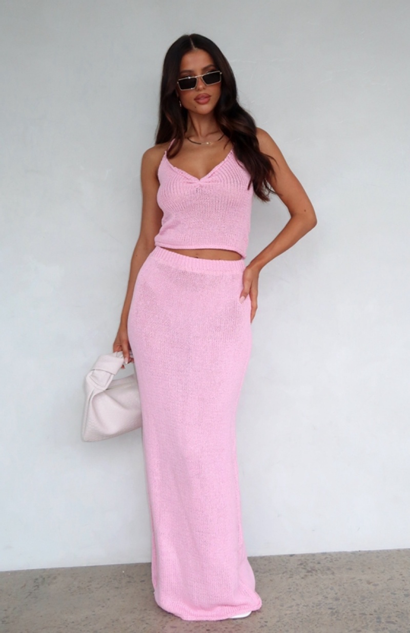 Pink White Fox One Time Offer Crochet Maxi Women\'s Skirts | DWEP-59307