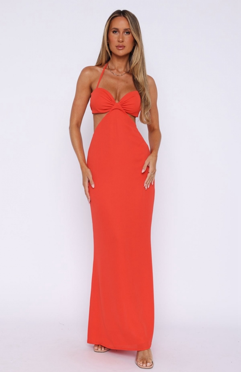 Red White Fox Find Your Paradise Maxi Women's Dress | DXNR-75384