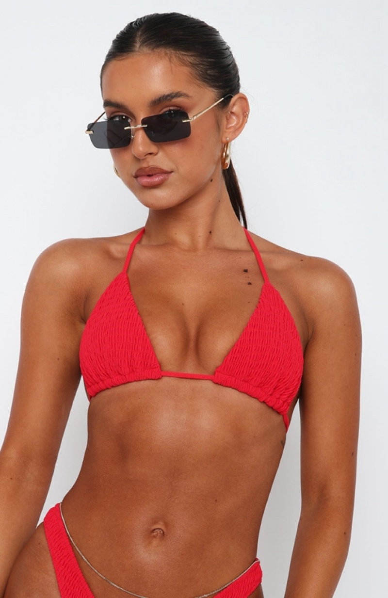 Red White Fox St Lucia Women's Bikini Tops | NEMJ-70463