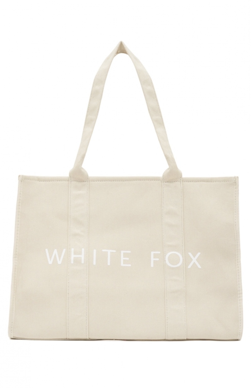 White Beige White Fox Women's Tote Bag | ASWD-70852