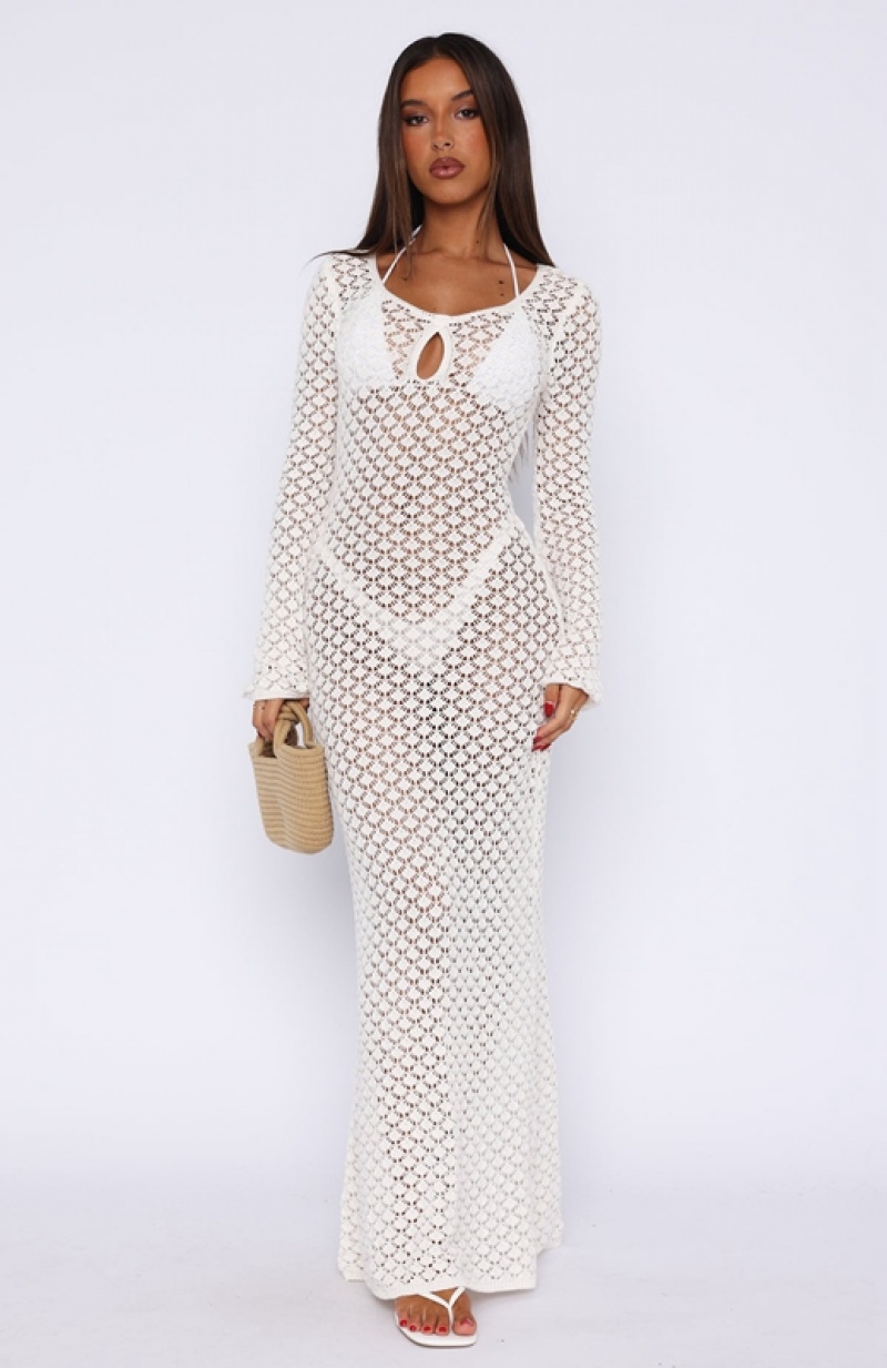 White White Fox Embrace It All Long Sleeve Maxi Women's Dress | HDRS-75638