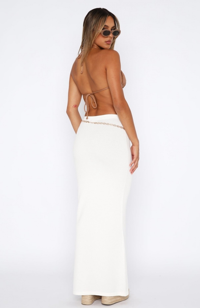 White White Fox Finer Things Knitted Maxi Women's Skirts | HSFU-90815