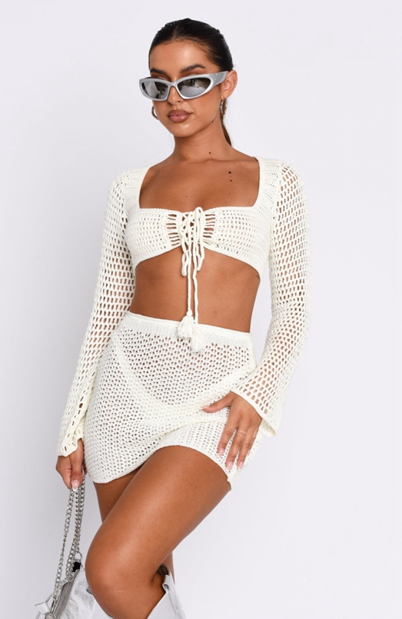 White White Fox Give Me Something Crochet Mini Women's Skirts | VAMS-98463