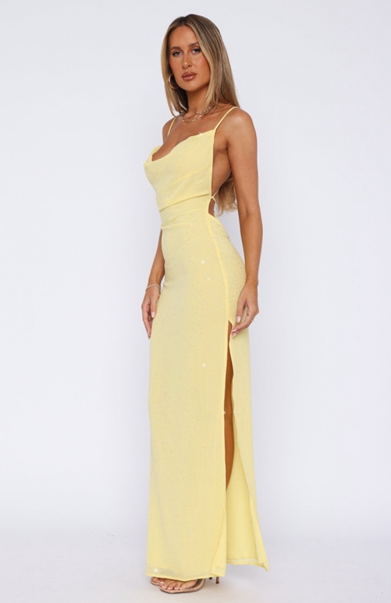 Yellow White Fox Allure Me Maxi Women's Dress | XHEB-94306