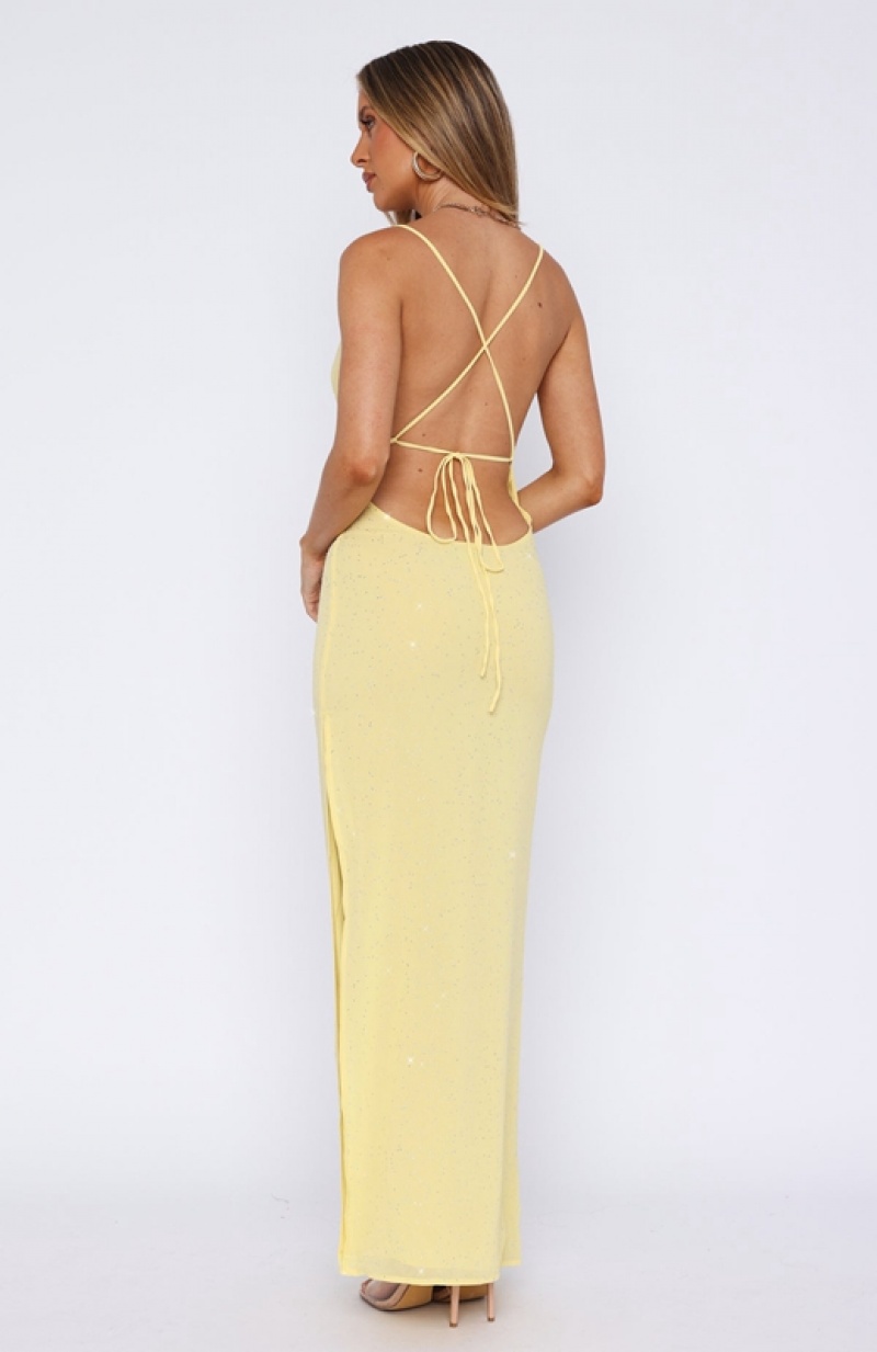 Yellow White Fox Allure Me Maxi Women's Dress | XHEB-94306