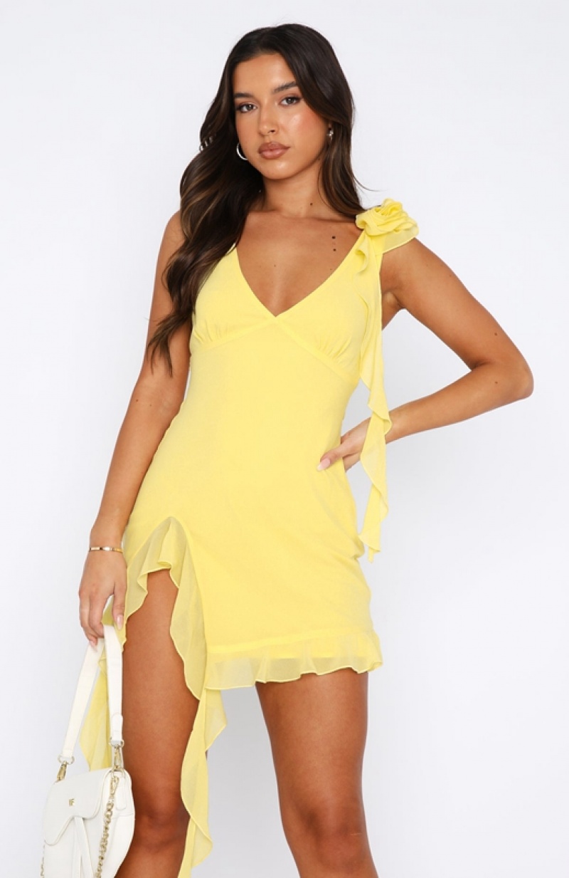 Yellow White Fox Like That Mini Women's Dress | ZBMS-39710